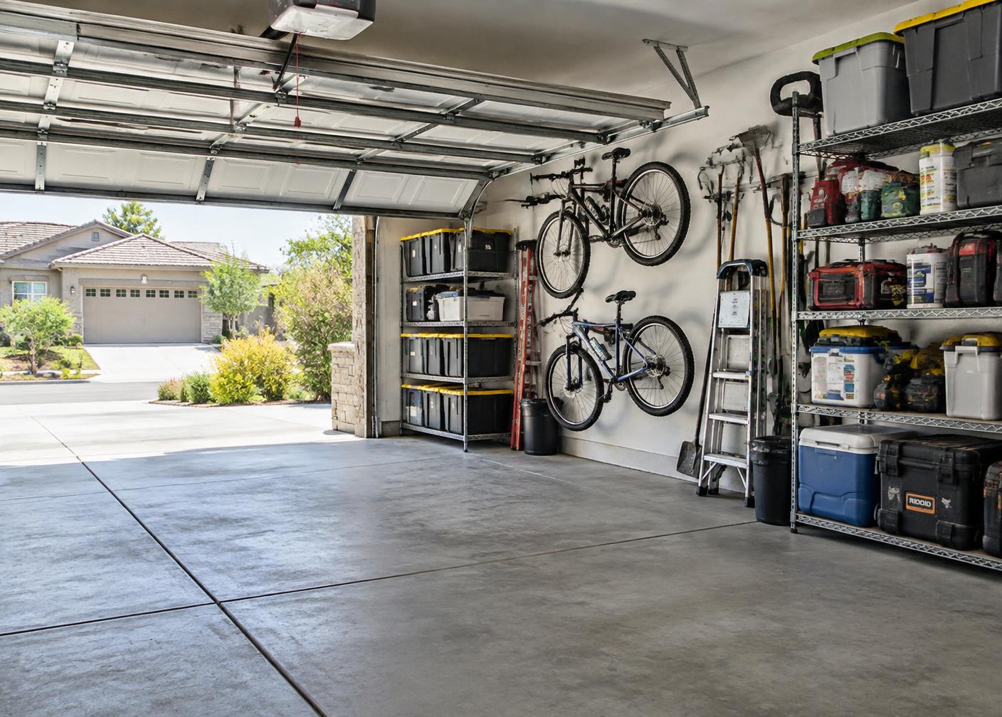 A clean, organized garage after a professional cleanout